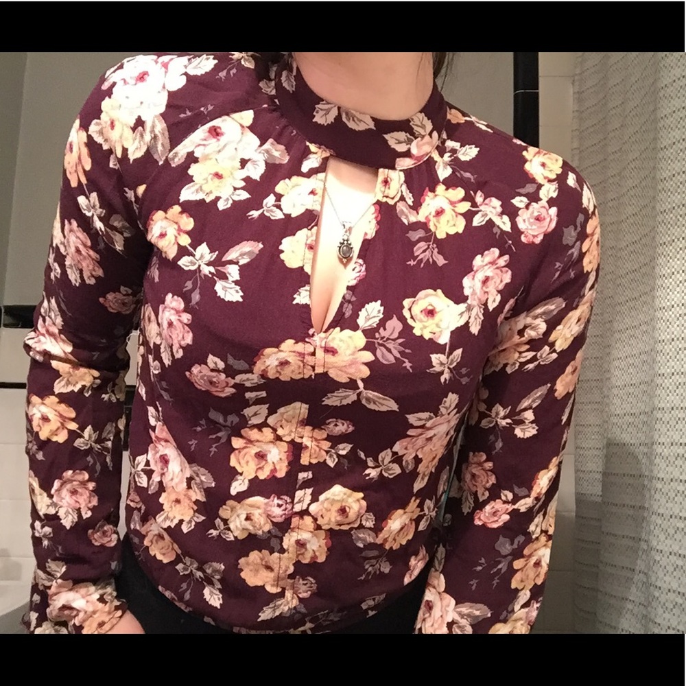 Floral patterned, long sleeve blouse